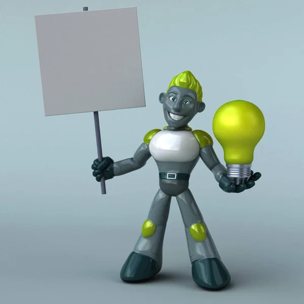 Personagem Desenho Animado Engraçado Com Lâmpada Ilustração — Fotografia de Stock