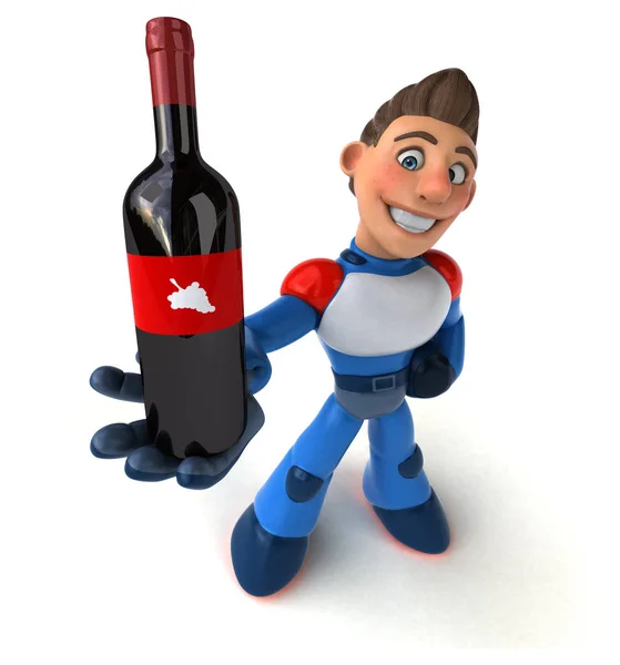 Lustige Cartoon Figur Mit Wein Illustration — Stockfoto