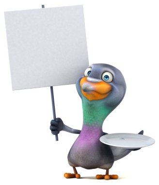 komik çizgi film karakteri ile plaka - 3d çizim