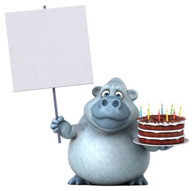 Komik çizgi film karakteri ile kek - 3d çizim