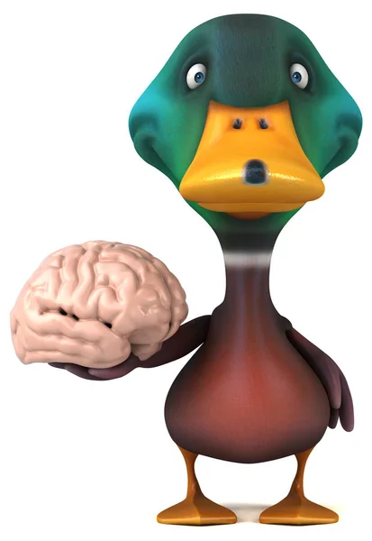Personagem Desenho Animado Engraçado Com Cérebro Ilustração — Fotografia de Stock