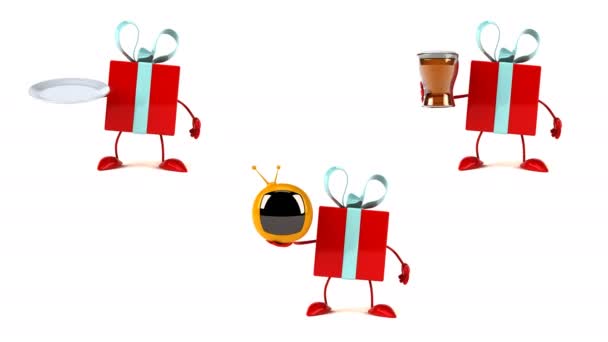 Funny Gifts Cartoon Characters Animation — Stock Video