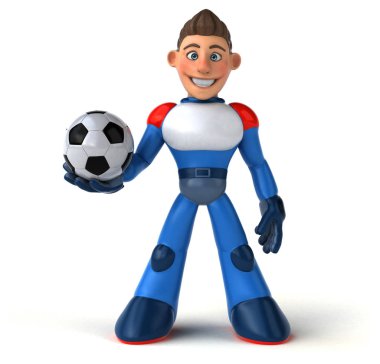 Komik çizgi film karakteri ile topu - 3d çizim