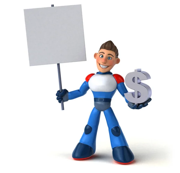 Divertente Personaggio Dei Cartoni Animati Con Dollaro Illustrazione — Foto Stock