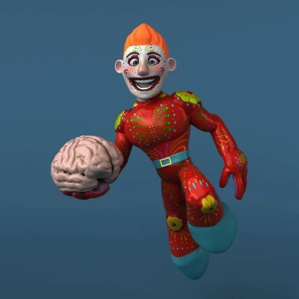 Смешной Мультяшный Персонаж Мозгом Иллюстрация — стоковое фото