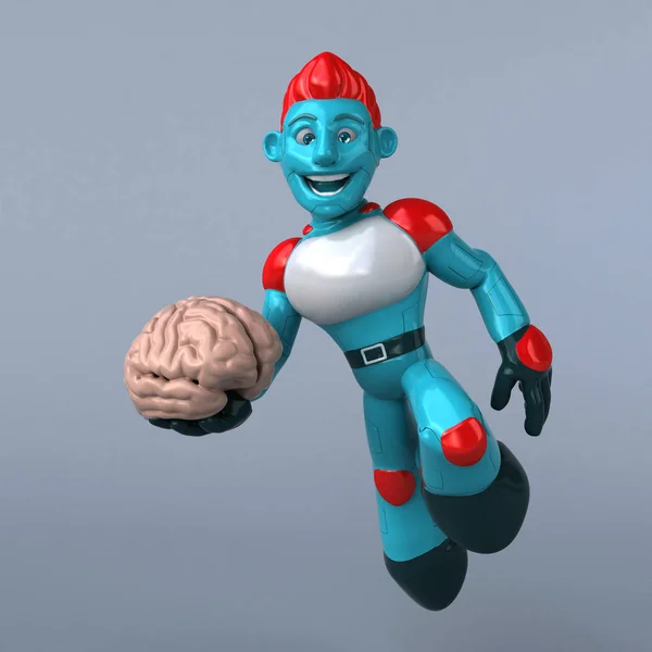 Divertente Personaggio Dei Cartoni Animati Con Cervello Illustrazione — Foto Stock