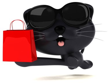 Komik çizgi film karakteri ile çanta - 3d çizim