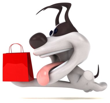 Komik çizgi film karakteri ile çanta - 3d çizim