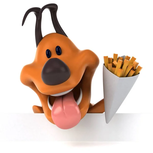 Cão Divertido Com Batatas Fritas Ilustração — Fotografia de Stock