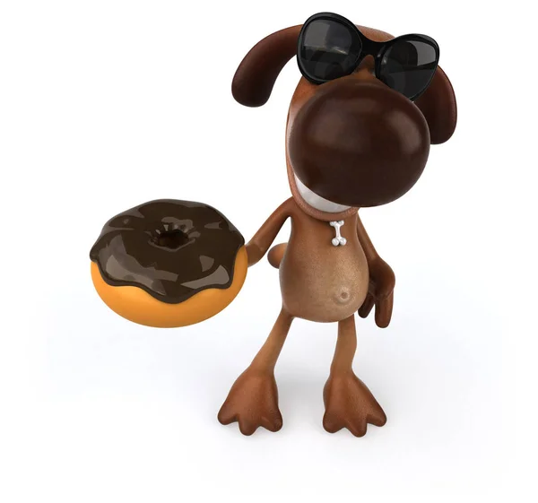 Personagem Desenho Animado Engraçado Com Donut Ilustração — Fotografia de Stock