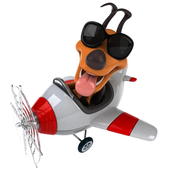 Personagem Desenho Animado Engraçado Com Avião Ilustração — Fotografia de Stock