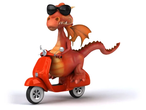 Komik Çizgi Film Karakteri Üzerinde Motosiklet Çizim — Stok fotoğraf