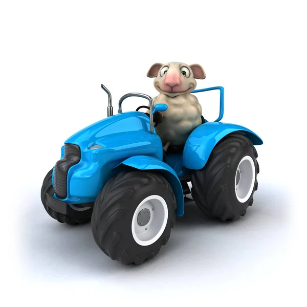 Funny Cartoon Character Tractor Illustration — Stock Photo, Image