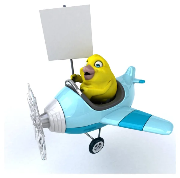 Komik Çizgi Film Karakteri Ile Uçak Çizim — Stok fotoğraf