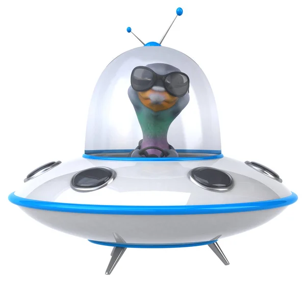 Funny Cartoon Character Spaceship Illustration — Stock Photo, Image