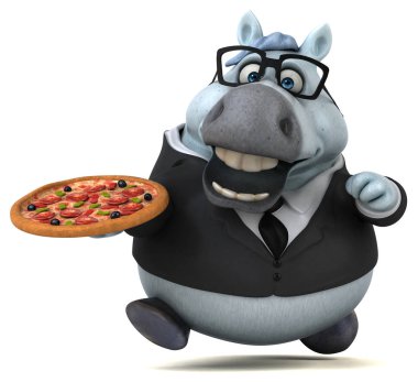 Komik karikatür karakter pizza - 3d çizim