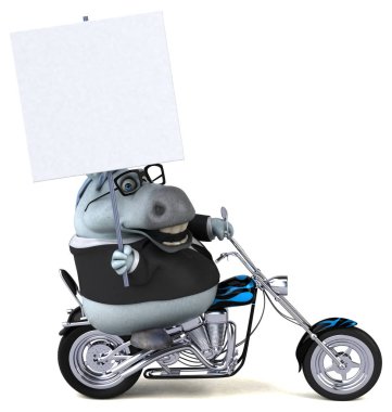 komik çizgi film karakteri üzerinde motosiklet - 3d çizim