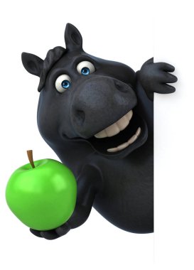 Komik karikatür karakter ile elma - 3d çizim