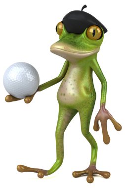 Eğlenceli çizgi film karakteri ile topu - 3d çizim 