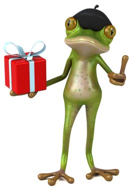 Eğlenceli çizgi film karakteri ile hediye - 3d çizim 