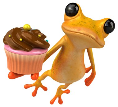 Cupcake - 3d çizim ile eğlenceli çizgi film karakteri 