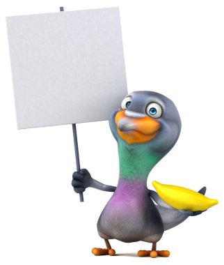 Muz - 3d çizim ile eğlenceli çizgi film karakteri 