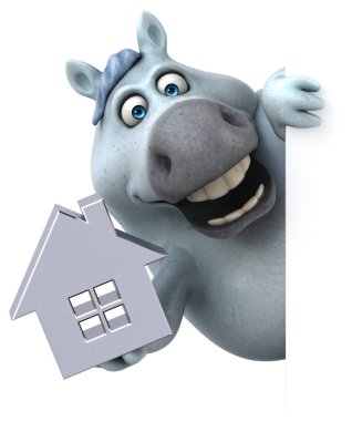 Ev ile eğlenceli at - 3D Illustration