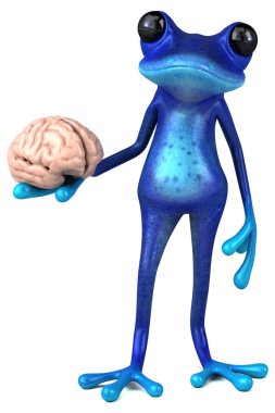 Eğlenceli çizgi film karakteri ile beyin - 3d çizim 