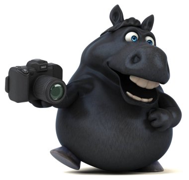 Eğlenceli çizgi film karakteri ile fotoğraf makinesi - 3d çizim 