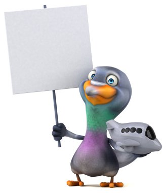 Eğlenceli çizgi film karakteri ile uçak - 3d çizim 