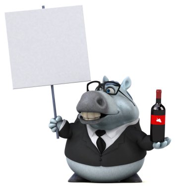 Şaraplı eğlenceli at - 3D Görüntü