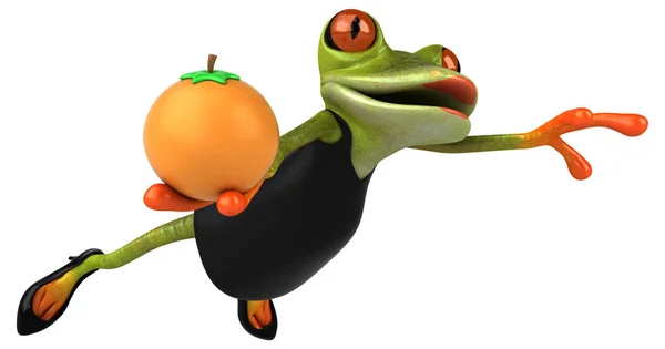 Grenouille Amusante Avec Orange Illustration — Photo