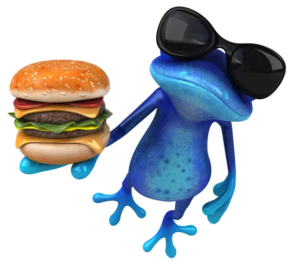Postać Kreskówki Zabawa Hamburger Ilustracja — Zdjęcie stockowe