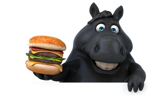 Spaß Cartoon Figur Mit Hamburger Illustration — Stockfoto