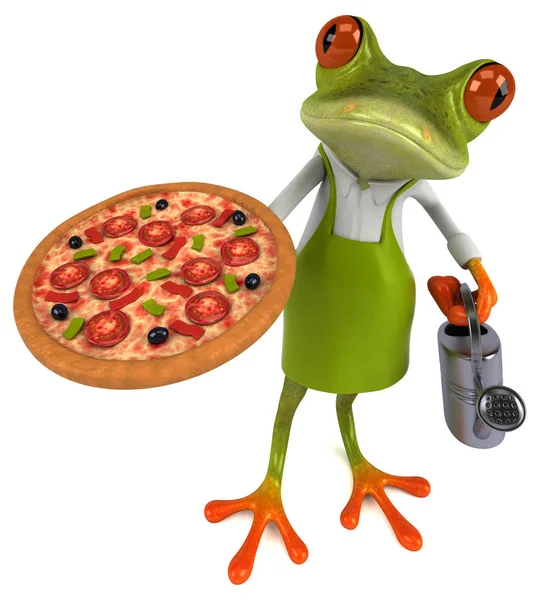 Divertido Personaje Dibujos Animados Con Pizza Ilustración — Foto de Stock