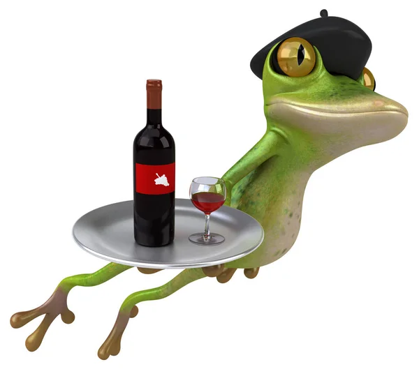 Lustige Cartoon Figur Mit Wein Illustration — Stockfoto