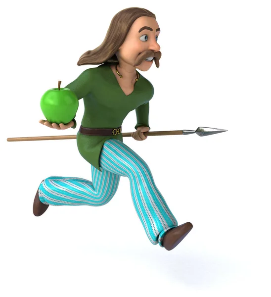 Spaß Cartoon Figur Mit Apfel Illustration — Stockfoto