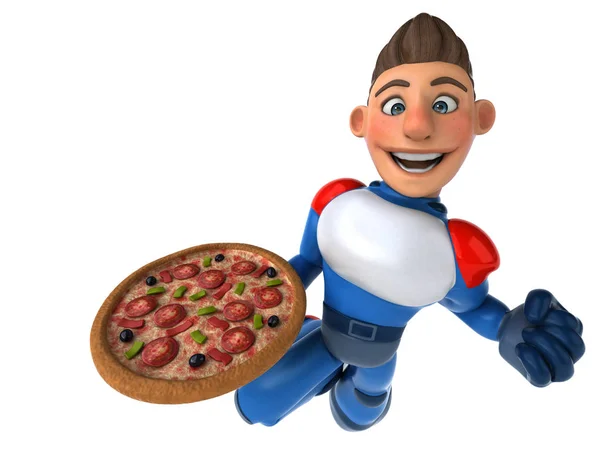 Fun Cartoon Character Pizza Illustration — Stock Photo, Image