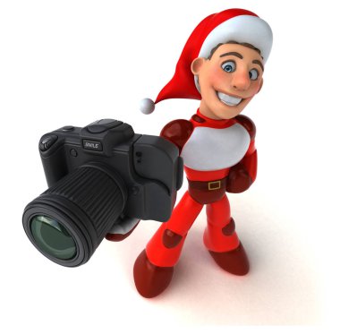 Komik karikatür karakter ile kamera - 3d çizim