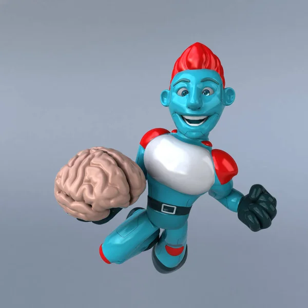 Funny Cartoon Character Brain Illustration — Stock Photo, Image