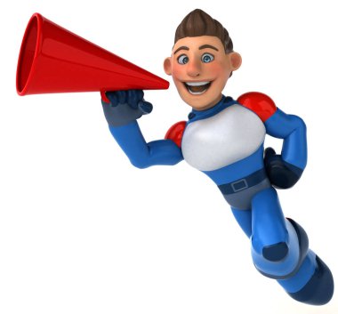 Eğlenceli modern süper kahraman karakteri - 3D İllüstrasyon