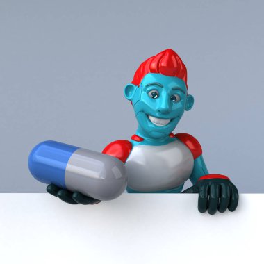 Hap ile eğlenceli çizgi film karakteri - 3D İllüstrasyon