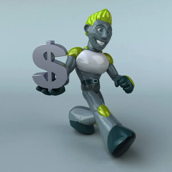 Divertente Personaggio Dei Cartoni Animati Con Dollaro Illustrazione — Foto Stock