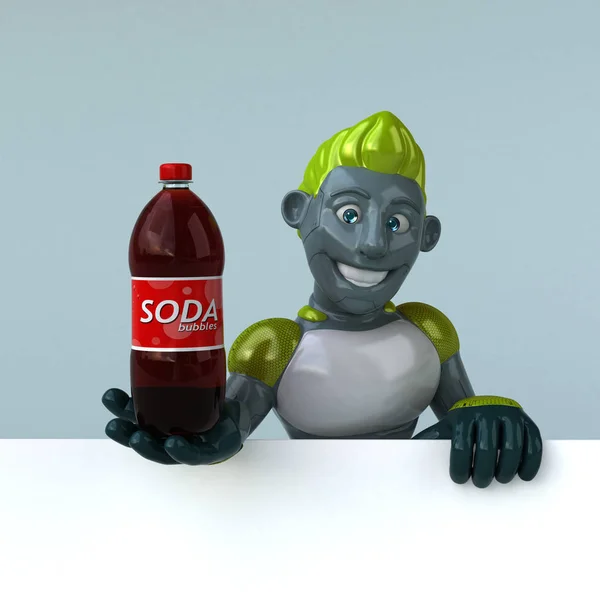 Fun Cartoon Character Soda Illustration — Stock Photo, Image