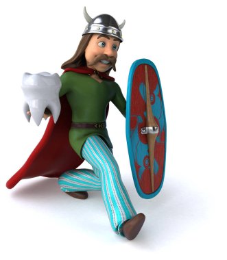 komik çizgi film karakteri ile diş - 3d çizim