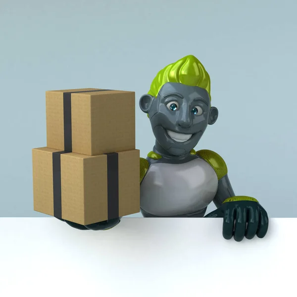 Fun Cartoon Character Boxes Illustration — Stock Photo, Image