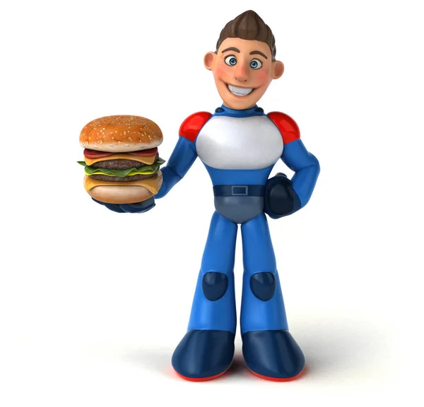 Funny Cartoon Character Hamburger Illustration — Stock Photo, Image