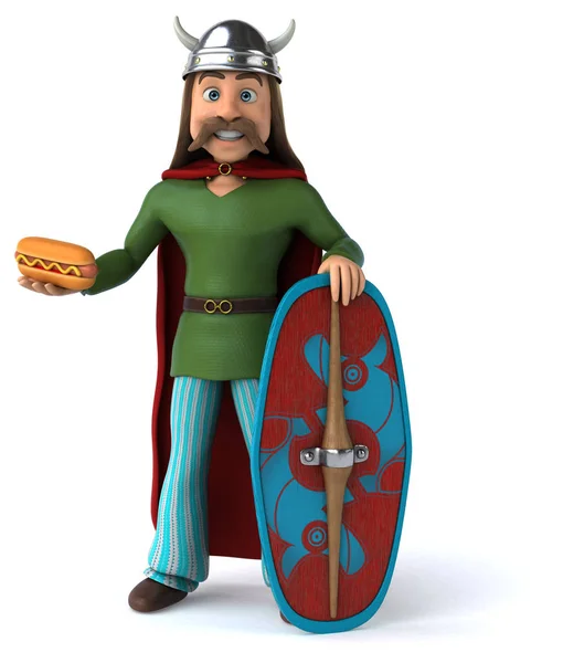 Spaß Cartoon Figur Mit Hotdog Illustration — Stockfoto