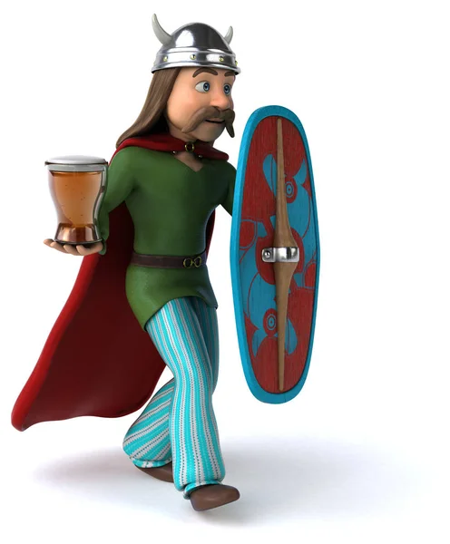 Divertido Personaje Dibujos Animados Con Cerveza Ilustración —  Fotos de Stock
