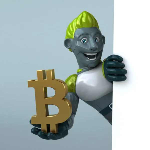 Zábava Kreslené Postavičky Bitcoin Obrázek — Stock fotografie